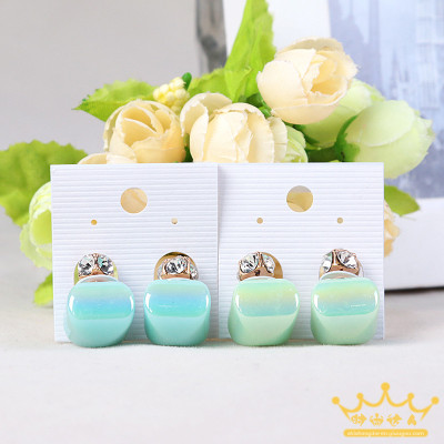 Before and after the candy box type Zircon Earrings Korean double Affirmative Crystal Earrings