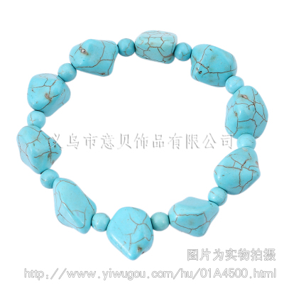 [Italy] Coral Bay natural turquoise Stretch Bracelet with irregular beads Turquoise bracelets factory direct