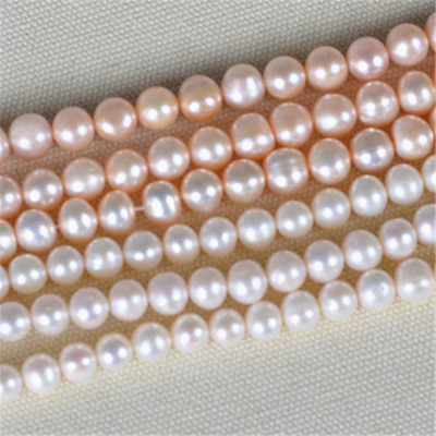 6.5-7.5mm nearly round natural freshwater pearl necklace semi finished wholesale