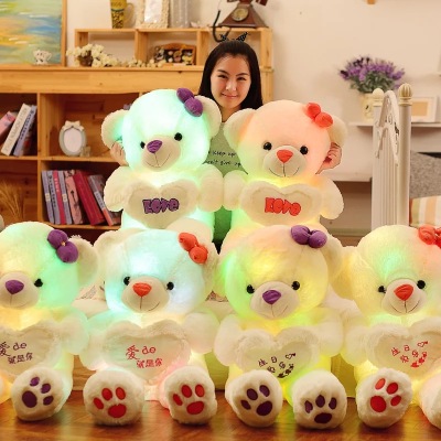 Colorful luminous teddy bear hug Xiong Faguang teddy bear 60cm
