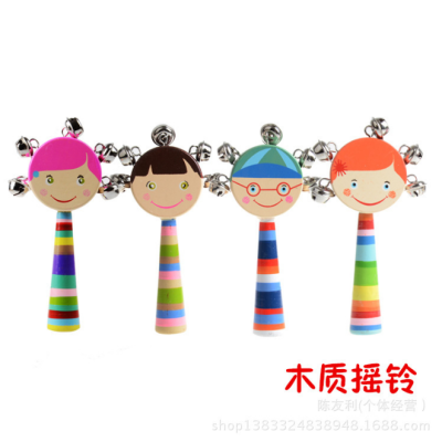 Creative gifts Wooden Cartoons Hand Bell toys for early childhood education