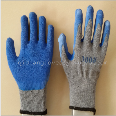 10 blue grey yarn gloves wear latex coated gloves wrinkles antiskid thickening