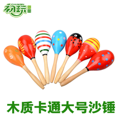 Scenic Spot hot selling Infant children Musical Instruments Large Wooden maracas, Cartoon Sandhammer Early Education Education Toys Wholesale