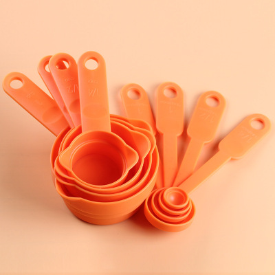 New food grade DIY solid color plastic quantity spoon with scale 8-piece set quantity spoon baking tools