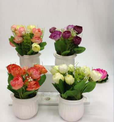 Snowflake tea bud two ear bonsai simulation flower pot home decoration creative display new sales
