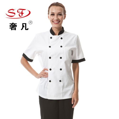 Luxury Hotel Supplies Summer Chef Clothes Work Clothes Short Sleeve white Double Breasted