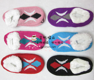 The autumn and winter season cheap spot export color water ripple new knit adult wool floor board shoes.