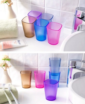 Creative wholesale frosted transparent color square gargle cup brushing cup plastic thickening cup toothbrush cup