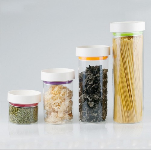 creative glass sealed cans storage tank kitchen supplies rotating sealed coarse grains bottle multi-purpose storage tank