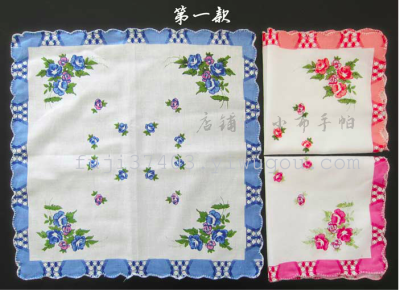 Ladies Crescent edge pure cotton 30cm printing handkerchief square towel