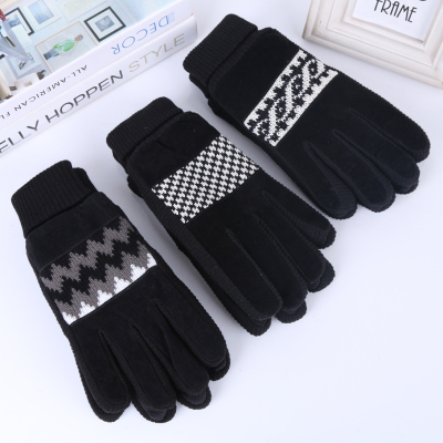 Pig leather gloves with warm and warm autumn and winter Korean edition.