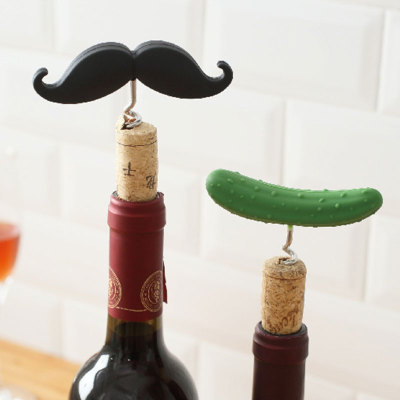 Creative Cute Shape Wine Corkscrew Cucumber Beard Silicone Handle Stainless Steel Wine Wine Bottle Opener
