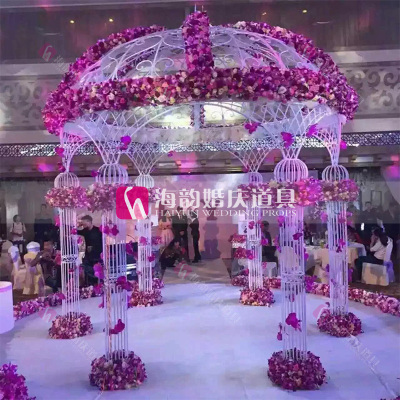 2016 yiwu haiyun wedding props original new product wedding props six pillars iron art ceremony pavilion.
