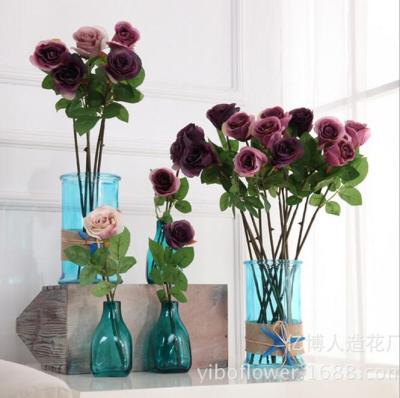 Manufacturers selling high European single rose flower simulation high-grade imported cloth and silk