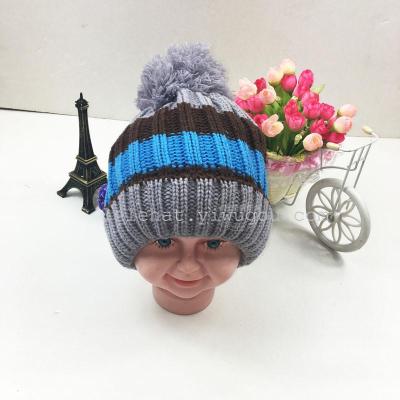Autumn and winter children's hat color knitted elastic cap cap factory direct