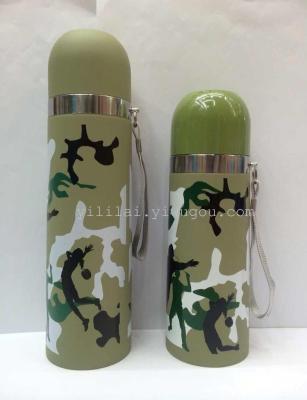 Vacuum Vacuum double layer stainless steel water cup can be customized LOGO camouflage color bullet Vacuum cup