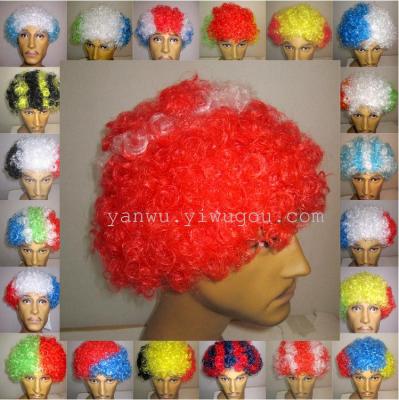 A Fan hair explosion bubble hair flag wig clown wig