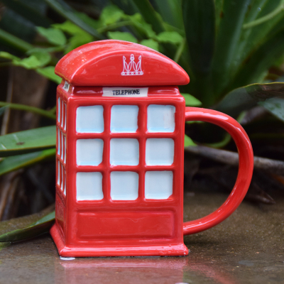 Telephone booth ceramic cup