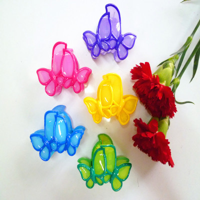 Manufacturers selling 6 cm plastic pop hair grip plastic solid color hair grab double hairpin
