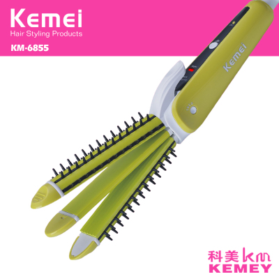 KM-6855 multi-functional electric plywood corn perm noodle dual-use ceramic straight hair device