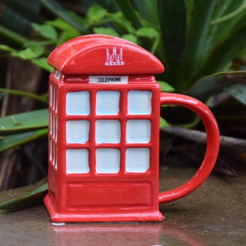 telephone booth water cup creative coffee mark ceramic cup british style water cup with lid