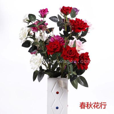 Fake flower single branch emulation of roses bouquets to decorate the living room table tea table wedding room table.