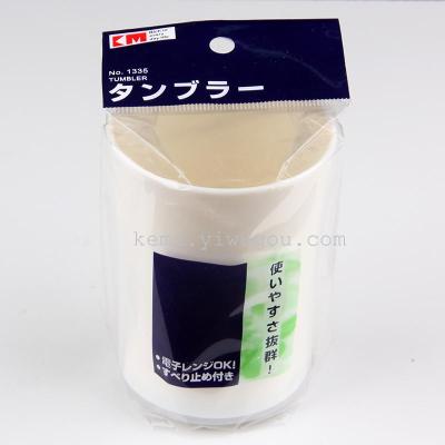 Japan km-1335. Handleless mouthwash cup ivory plastic tooth brush cup