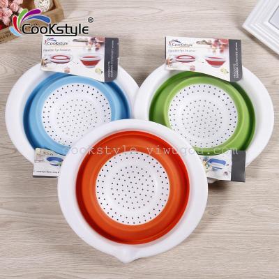 Round with ear drop plastic drain basket basket washing basket wash fruit drain basket factory wholesale