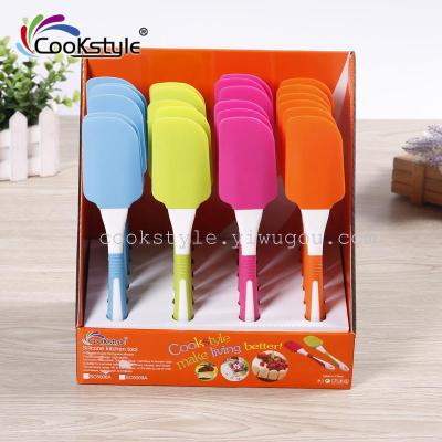 Innocuous baking silicone food grade green butter cream chocolate mixing cake scraper spatula factory outlet