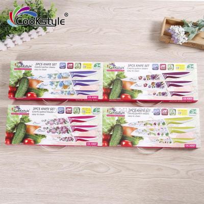 Stainless steel printing knife three pieces of high-end kitchen utensils business gift box set wholesale