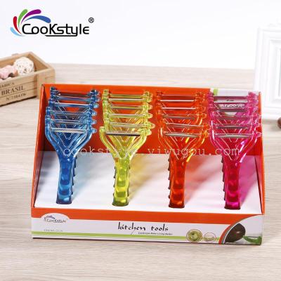 Crystal plastic stainless steel peeler for fruits and vegetables is multifunctional rind kitchen gadget