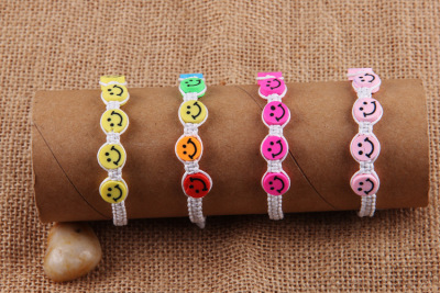 Multi color bead smiling face Bracelet hand wire woven Bracelet