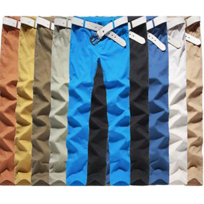 The new Korean men's casual pants men cotton men's slim straight legged trousers leisure color pants