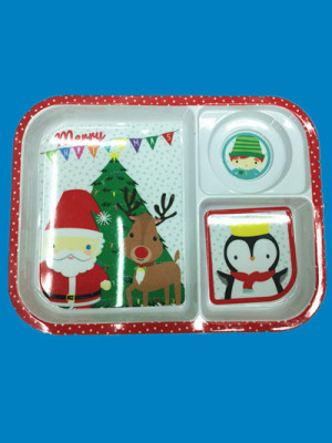 10.5 inch children christmas pattern trays meal tray manufacturers selling high-grade melamine tableware stock