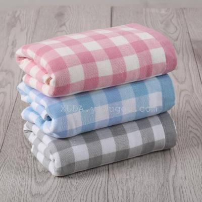 Manufacturer direct sales plaid cotton towel bath towel