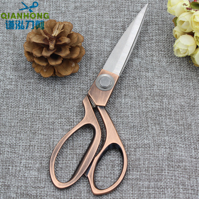 Copper-Plated Full Manganese Steel Concave Sewing Scissors Sewing PC Clothing Cutting Cloth Stainless Steel Household Scissors