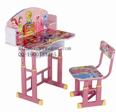Xin beauty children desk lifting MDF pipe with good quality furniture drawing cartoon desk