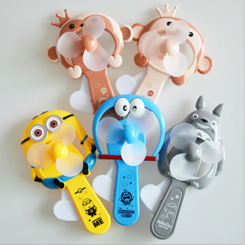 children‘s outdoor handheld toy fan cartoon animal hand-cranked portable handheld fan