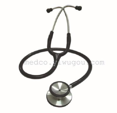 Stainless steel double head stethoscope. Medical examination instrument