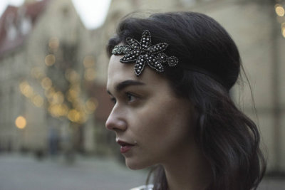 Manufacturers selling fashion handmade Diamond Crystal Beaded headband hair with Hair Barrette