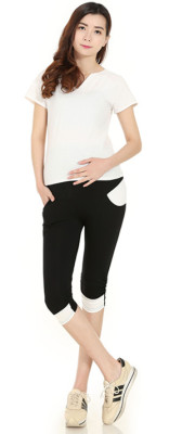 Huibona pregnant women seven minutes pants summer thin leggings slim look thin pregnant women summer outfit belly