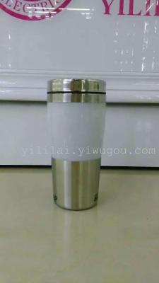 The Car cup stainless steel water cup office cup Car cup without handle the outer half ring plastic inside steel Car cup