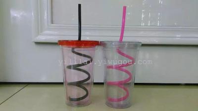 Straw cup flat cover elbow