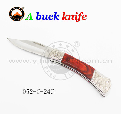 Die cast color Folding Pocket knife with wooden handle folding knife camping folding knife with folding fruit knife