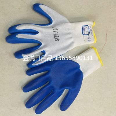 Linen-wool butadiene gloves oil-resistant protective gloves direct sales