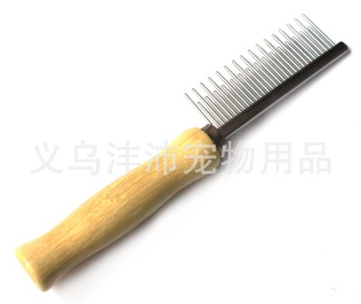 Pet Supplies Dog Wooden Handle Single-Sided Comb Long and Short Tooth Needle Comb Single Row Pet 17*2.8