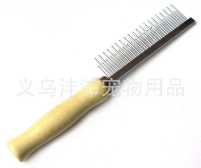 Pet Supplies Dog Wooden Handle Single-Sided Comb Long and Short Tooth Needle Comb Single Row Pet 19.5*2.8