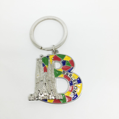 Spain Barcelona Wuzhishan Mosaic Oil Keychain Tourist Souvenir