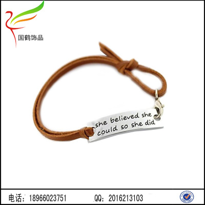 Europe and the United States in the new English letter Retro Leather PU woven Bracelet