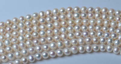 5-5.5mm freshwater pearl white near round steamed bun round pearl necklace
